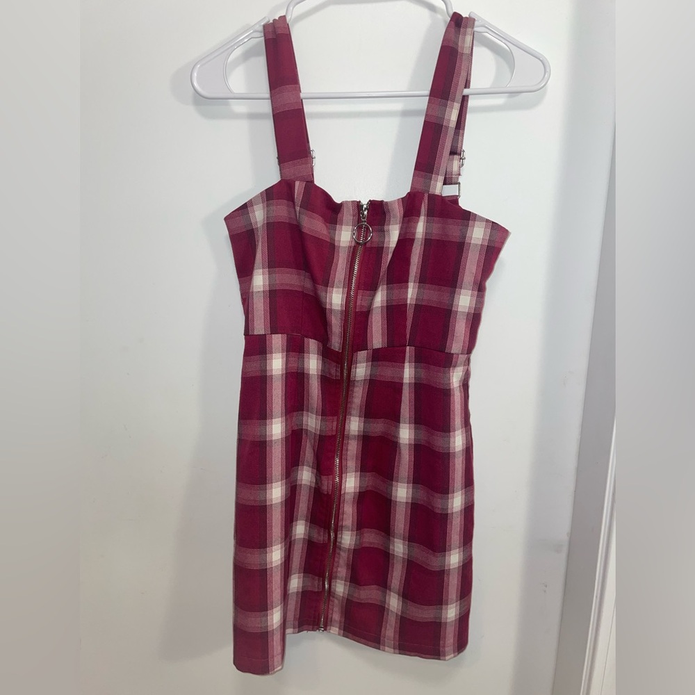 Forever 21 Burgundy and White Plaid Dress